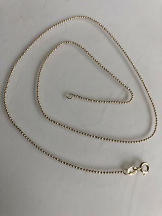 Vintage 14k Yellow Gold Bead Link Chain Italy Necklace 16 " - 1.  5g