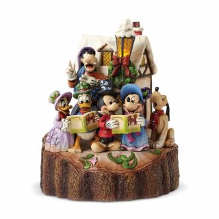Jim Shore Disney Mickey Caroling Carved By Heart Holiday Harmony Lite Up 4046025