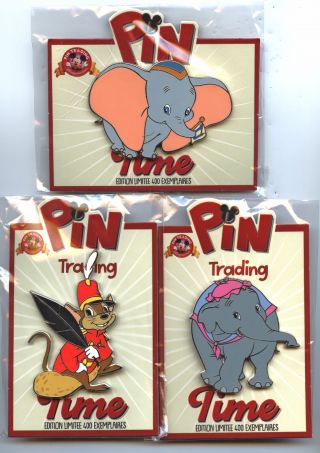 Disneyland Paris - Pin Trading Time - Dumbo,  Timothy & Mrs.  Jumbo 3 - Pin Set
