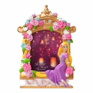 Disney Store Japan Pink Rose Flower Rapunzel Figure Photo Frame Photo Stand