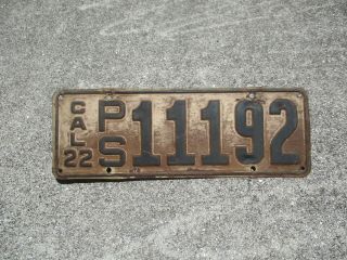 California 1922 Ps License Plate 11192