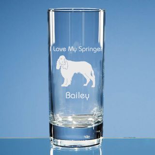 Springer Spaniel Dog Lover Gift Personalised Hand Engraved Highball Glass Gift