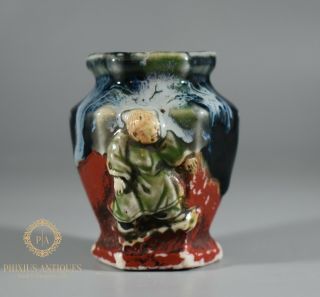 Antique Miniature Japanese Sumida Gawa Pottery Vase Meiji Period