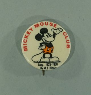 1928 - 1930 W.  E.  Disney Mickey Mouse Club Phila Badge Pin 1 1/4 " Diameter