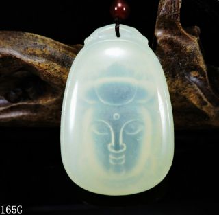 100 Natural Hand - Carved Jade Pendant Jadeite Necklace Buddha Head 165g