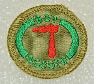 Red Pick Boy Scout Prospector Proficiency Award Badge White Bk Troop Large
