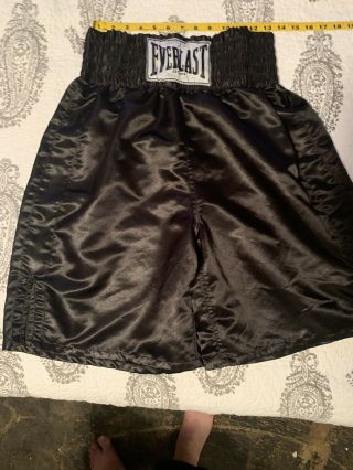 Everlast Vintage Boxing Trunks Black Polyester Satin Shorts L Classic Label