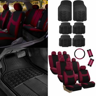 Fh Group,  8 Seater 3 Row Burgundy Seat Covers Suv Van Accesory Combo W/ Black