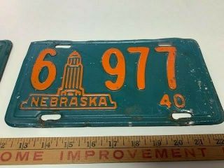 (2) - MATCHING PAIR 1940 NEBRASKA LICENSE PLATES OVER 80 years old STate Capital 3