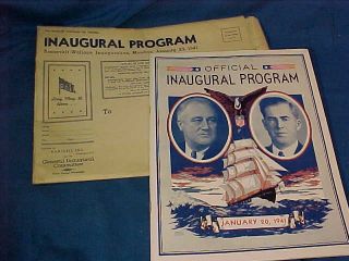 Orig Jan 20 1941 Franklin Roosevelt Official Inaugural Program Mailing Envelope