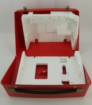 Bernina 830 Record Sewing Machine Red Hard Case Cover & Styrofoam Vtg Old Style