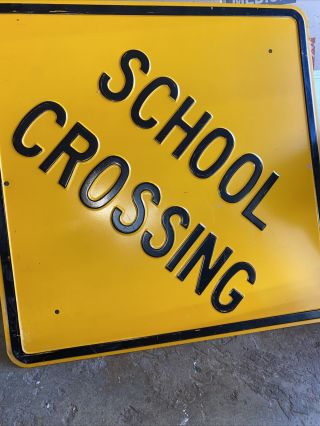 Embossed School Crossing Metal Road Sign Heavy Large