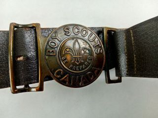 Vintage Official Boy Scout Canada Leather Belt W/interlocking Buckle 32 "