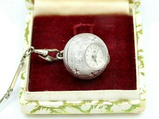 Vintage 1960s Bucherer 17 Jewel Swiss Ball Watch Necklace