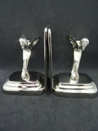 Rolls Royce Spirit Of Ecstacy Bookends,  Polished Chrome,  And Boxed