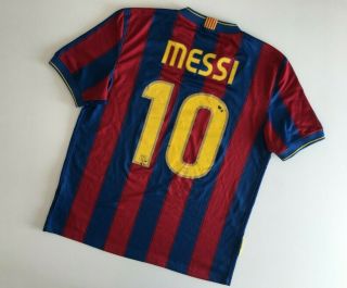 Barcelona Fc 2009/10 Messi Nike Home Football Shirt M Mens Vintage Soccer Jersey