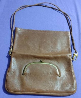 Vintage Coach 70s Bonnie Cashin Meyers Leather Bag Clutch Purse Kisslock Brown