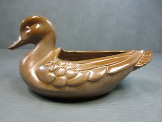 Vintage Frankoma Pottery Planter Mallard Duck 208a Brown 10 "