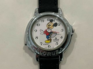 Vintage Disney Lorus Mickey Mouse Musical Watch Silver Tone - Exe -
