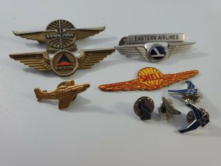 Vintage Eastern Airline Pilots Wings,  Lapel Buttons,  Ja Airlines,  More.