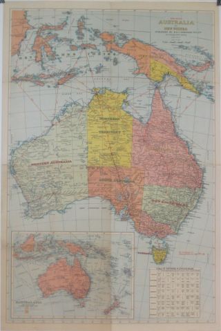 1945 Robinson Map Australia Guinea Coral Sea Railways Sydney Darwin