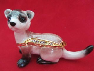 61179 Ferret Boris Jeweled & Enamel Trinket Box Boutique Miniature