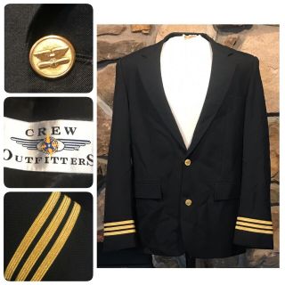 Sz 43l Black Airline Pilot Captain Uniform Jacket Crew Outfitters