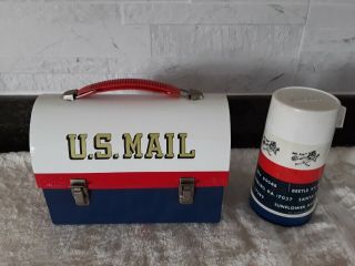 Vintage 1969 Mr Zip Us Mail Metal Dome Lunch Box With Matching Thermos Ex Cond