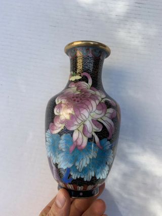 Antique Chinese Cloisonne Vase 7 Inches Tall