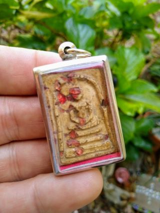 Authentic Monk Thai Buddha Amulet Pendant Thialand Buddhist With Stones Prayer