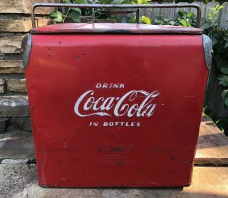 Vtg 1950s Coca - Cola Cooler Action Ice Chest Coke Soda Pop Advertising