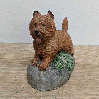 Charmstone By Earl Sherwan Dog Coldcast Marble Hand Painted Terrier On Rock