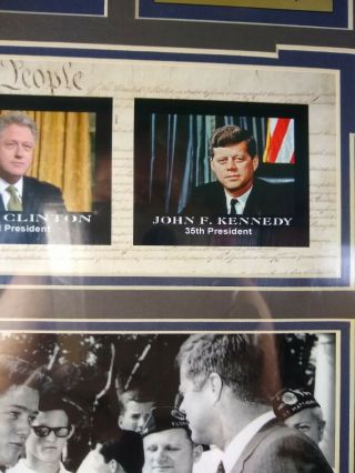 John F Kennedy Bill Clinton Historical Presidential meetting framed art collage 3