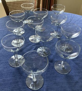 1950’s Vintage Hollow Stem Champagne Glasses Set Of 12