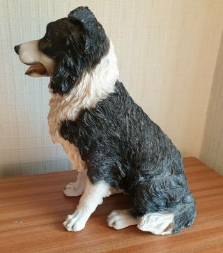 Large Hotant Sitting Border Collie/sheepdog Statue/ornamental Figurine 10.  5 "