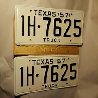 1957 Texas Truck License Plate Pair Set Vintage Antique Classic Nos ?