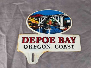 Depoe Bay Oregon Coast Painted Souvenir Advertising License Plate Topper