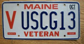 Single Maine License Plate - Uscg13 - Veteran - U.  S.  Coast Guard