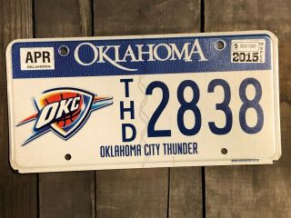 Oklahoma City Thunder License Plate - Oklahoma - Dmv - Graphic - Specialty - Nba
