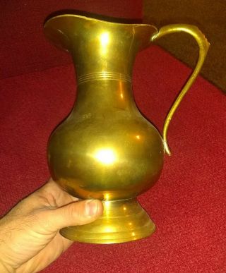 Brass Jug Pitcher Vintage Antique Brass Coffee Pot Tea Handle Tall India Drilled