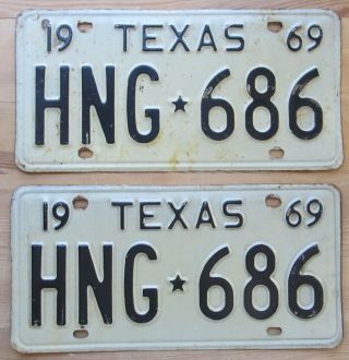 Texas 1969 License Plate Pair Hng - 686