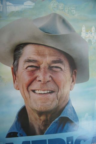 Vtg Ronald Reagan 1980 America Regan Country Republican Campaign Poster 22 X 28 3