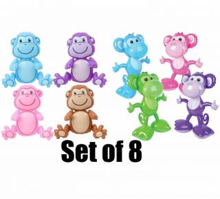 (set Of 8) 24  Colorful Sitting & Standing Monkeys Inflatable Party Decorations