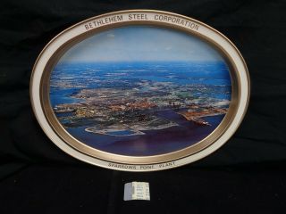 Vintage Bethlehem Steel 14 " X 12 " Tray / Plaque Logo,  Picture Sparrows Point Nos