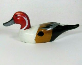 Wooden Red Head Duck Decoy 8 " Glass Eyes Unknown Maker Decorative