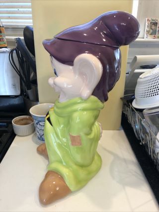 Dopey Cookie Jar Treasure Craft Disney Snow White Dwarf Ceramic 14 