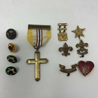 Vintage Boy Scouts Of America Pins (11 Pins) - Be Prepared Pin & Ad Altare Dei