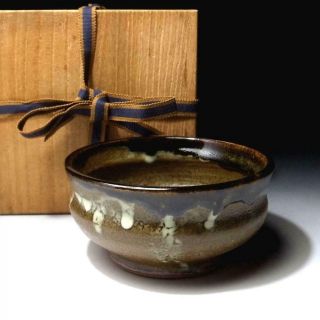 @pg36: Vintage Japanese Pottery Tea Bowl,  Karatsu Ware With Wooden Box