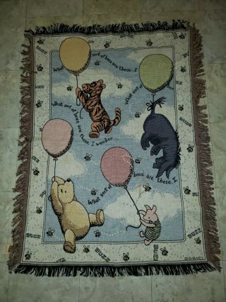 Vintage Winnie The Pooh Classics Tapestry Blanket Throw Disney Usa Rare