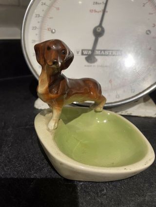 Vintage German Cortendorf Ceramic Pin Dish Ashtray Sausage Dog Dachshund